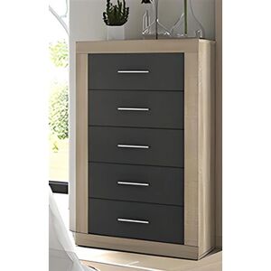 Pegane Chiffonnier, meuble de rangement coloris chene cambrian, graphite - Longueur 60 x Profondeur 39,60 x Hauteur 106,5 cm -- - Publicité