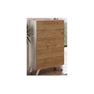 Pegane Chiffonnier, meuble de rangement coloris andersen/blanc - longueur 60 x profondeur 37. 8 x hauteur 118. 5 cm - Publicité