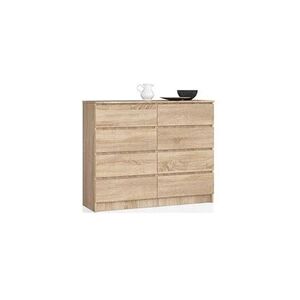 Akord Commode k120 chêne sonoma 120 cm 8 tiroirs façade chêne sonoma 120x40x99 cm - Publicité