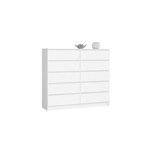 Akord Commode k140 blanche 138 cm 10 tiroirs façade blanche 138x40x121 cm - Publicité