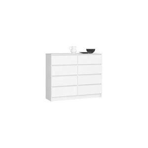 Akord Commode k120 blanche 120 cm 8 tiroirs façade blanche 120x40x99 cm - Publicité