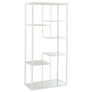 Non renseigné Etagere 5 niveaux métal blanc et verre trempé Tori L 82 cm - Publicité