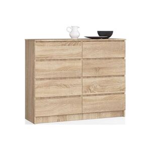 Akord Commode K140 Chêne Sonoma 138 cm 8 tiroirs façade Chêne Sonoma 138x40x99 cm - Publicité