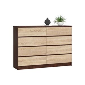 Akord Commode K140 Wengé 138 cm 8 tiroirs façade Chêne Sonoma 138x40x99 cm - Publicité