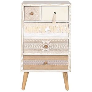 Pegane Chiffonnier en bois de sapin coloris blanc, naturel - Longueur 48 x Profondeur 35 x hauteur 89 cm - - - Publicité