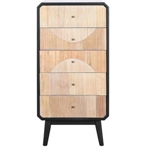 Pegane Chiffonnier en bois coloris naturel, noir - Longueur 48,30 x Profondeur 35 x hauteur 100 cm - - - Publicité