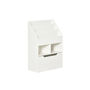 HOMCOM Bibliothèque étagère multi-rangement 3 étagères 2 niches grand tiroir MDF blanc - Publicité