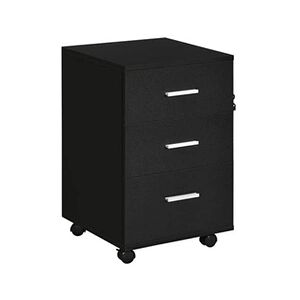 HOMCOM Caisson de bureau rangement bureau sur roulettes 3 tiroirs verrouillables dim. 40L x 41,5l x 61,5H cm noir - Publicité