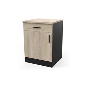 Demeyere Meuble bas 1 tiroir 1 porte 60 cm Origan noir et bois - Naturel - - Publicité