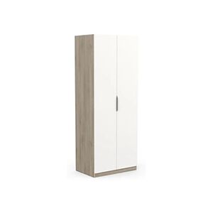 Demeyere Armoire 2 portes - GHOST - Blanc et Chêne -79,4 x 51,1 x 203 cm - - Publicité