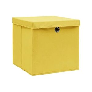 VIDAXL Boîtes de rangement et couvercles 4 pcs Jaune 32x32x32 cm Tissu - Publicité