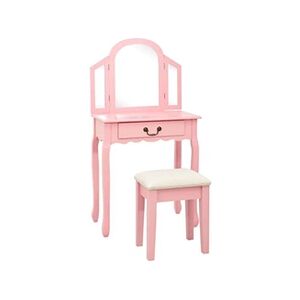 VIDAXL Coiffeuse et tabouret Rose 65x36x128 cm Bois de paulownia MDF - Publicité