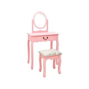 VIDAXL Coiffeuse et tabouret Rose 65x36x128 cm Bois de paulownia MDF - Publicité