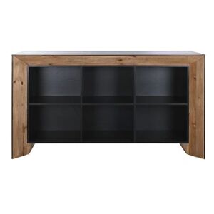 Pegane Buffet, meuble de rangement en bois de pin recyclé coloris naturel, noir - Longueur 182 x Profondeur 50 x hauteur 107 cm -- - Publicité