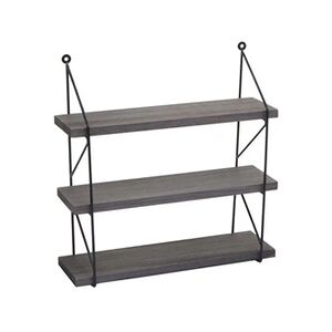 Mendler Etagère murale HWC-K78 bois massif industriel 40x40x13cm gris foncé - Publicité