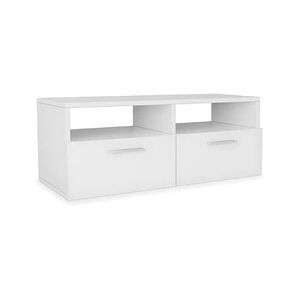 Helloshop26 Meuble télé buffet tv télévision design pratique aggloméré 95 cm blanc 2502091 - Publicité