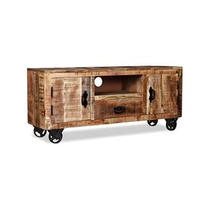 Helloshop26 Meuble télé buffet tv télévision design pratique bois de manguier brut 120 cm 2502131 - Publicité