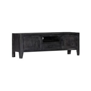 Helloshop26 Meuble télé buffet tv télévision design pratique noir 118 cm bois de manguier massif 2502203 - Publicité