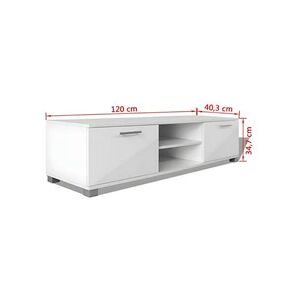 Helloshop26 Meuble télé buffet tv télévision design pratique à haute brillance blanc 120 cm 2502039 - Publicité