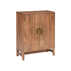 Pegane Buffet haut avec 2 portes en bois coloris naturel - longueur 80 x Profondeur 35 x Hauteur 101,5 cm -- - Publicité