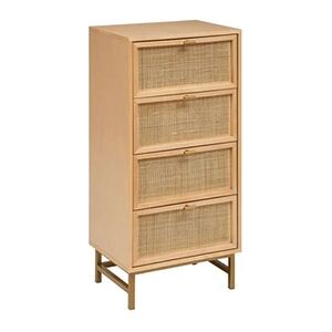 Pegane Chiffonnier avec 4 tiroirs en MDF coloris Beige - longueur 50 x Profondeur 35 x Hauteur 107 cm -- - Publicité