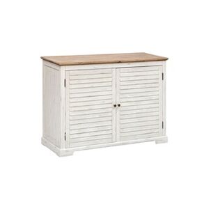 Pegane Buffet, meuble de rangement avec 2 portes coloris Blanc - longueur 110 x Profondeur 45 x Hauteur 80,5 cm -- - Publicité