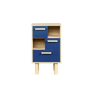 GENERIQUE Table de chevet avec 3 tiroirs et 2 niches Décor Chene LILA Bleu - Publicité