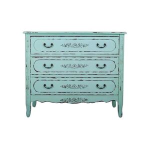 Pegane Commode,meuble de rangement en bois avec 3 tiroirs coloris vert - Longueur 90 x Profondeur 42 x Hauteur 76 cm - - - Publicité