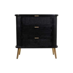 Pegane Commode, meuble de rangement en bois coloris noir - Longueur 80 x Profondeur 35 x Hauteur 81 cm - - - Publicité