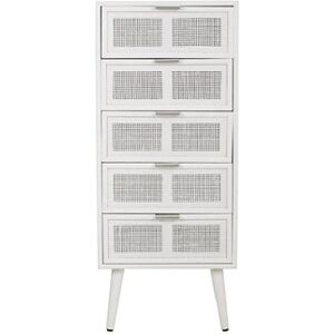 Pegane Chiffonnier, meuble de rangement en bois coloris blanc - Longueur 42 x Profondeur 36,5 x Hauteur 100,50 cm - - - Publicité