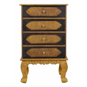 Pegane Chiffonnier, meuble de rangement en bois avec 4 tiroirs coloris doré, noir - Longueur 45,5 x Profondeur 30 x Hauteur 76 cm - - - Publicité