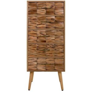 Pegane Chiffonnier, meuble de rangement en bois avec 5 tiroirs coloris naturel - Longueur 44 x Profondeur 38 x Hauteur 108 cm - - - Publicité