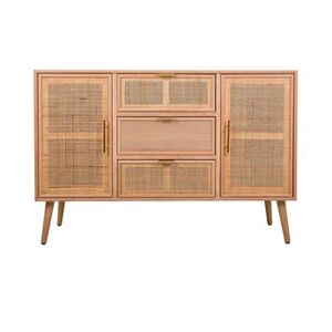 Pegane Buffet, meuble de rangement en bois avec 3 tiroirs et 2 portes coloris naturel - Longueur 120 x Profondeur 40,5 x Hauteur 81 cm - - - Publicité