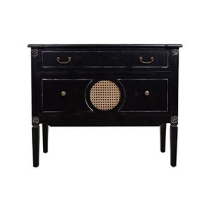 Pegane Commode,meuble de rangement en bois avec 2 tiroirs coloris noir - Longueur 88 x Profondeur 38 x Hauteur 72 cm - - - Publicité