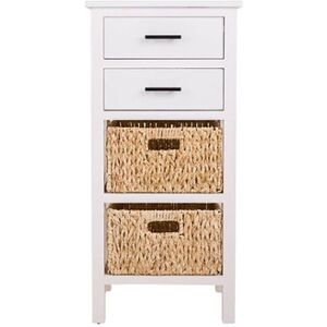 Pegane Chiffonnier, meuble de rangement en bois avec 4 tiroirs coloris blanc - Longueur 44 x Profondeur 32 x Hauteur 92 cm - - - Publicité