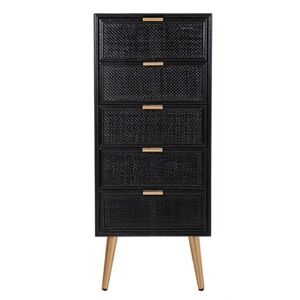 Pegane Chiffonnier, meuble de rangement en bois coloris noir - Longueur 42 x Profondeur 36,50 x Hauteur 100,5 cm - - - Publicité