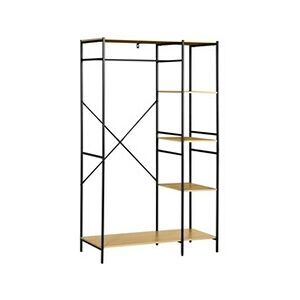 HOMCOM Penderie portant à vêtements style industriel en métal avec tringle et 4 étagères - dim. 100L x 46L x 170,5H cm - métal aspect chêne clair - Publicité