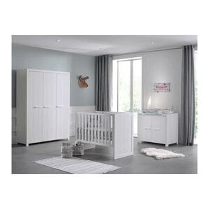 Non renseigné Les Tendances Chambre bébé 3 pièces lit commode et armoire 3 portes pin massif laqué blanc Erik 60x120 cm - Publicité