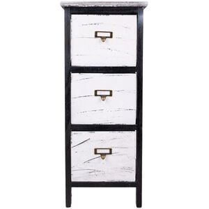 Pegane Commode, meuble de rangement en bois avec 3 tiroirs coloris blanc, noir - Longueur 26 x Profondeur 32 x Hauteur 63 cm - - - Publicité