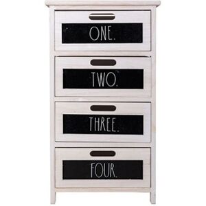 Pegane Commode, meuble de rangement en bois avec 4 tiroirs coloris blanc, noir - Longueur 40 x Profondeur 29 x Hauteur 73 cm - - - Publicité