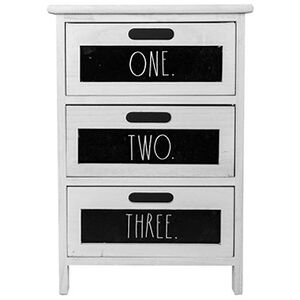 Pegane Commode, meuble de rangement en bois avec 3 tiroirs coloris blanc, noir - Longueur 40 x Profondeur 29 x Hauteur 58 cm - - - Publicité