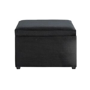 Pegane Coffre de rangement en velours coloris noir et bois - longueur 58 x profondeur 39 x hauteur 42 cm - - - Publicité