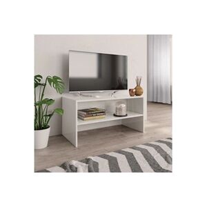 VIDAXL Meuble TV Blanc brillant 80 x 40 x 40 cm Aggloméré - Publicité
