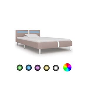 VIDAXL Cadre de lit avec LED Cappuccino Similicuir 90 x 200 cm - Publicité