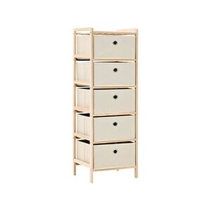 VIDAXL Etagère de rangement 5 paniers tissu bois de cèdre beige - Publicité