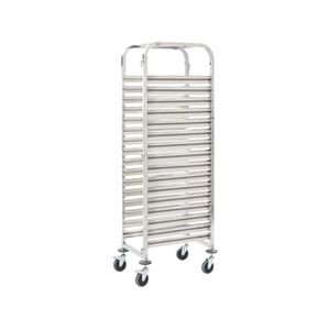 VIDAXL Chariot de cuisine pour 16 plateaux 38x55x163 cm Inox - Publicité