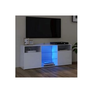 VIDAXL Meuble TV avec lumières LED blanc brillant 120x30x50 cm - Publicité