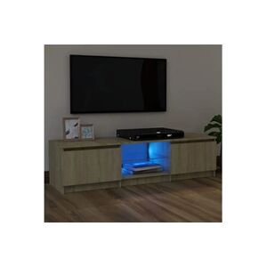 VIDAXL Meuble TV avec lumières LED chêne sonoma 120x30x35,5 cm - Publicité