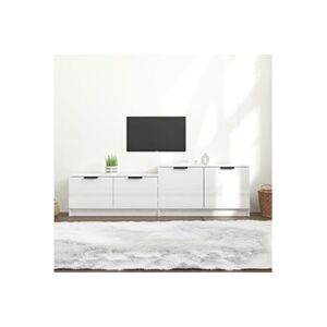 VIDAXL Meuble TV Blanc brillant 158,5x36x45 cm Bois d'ingénierie - Publicité
