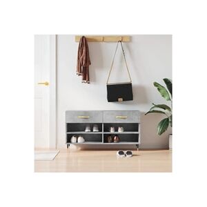 VIDAXL Banc à chaussures gris béton 102x35x55 cm bois d'ingénierie - Publicité